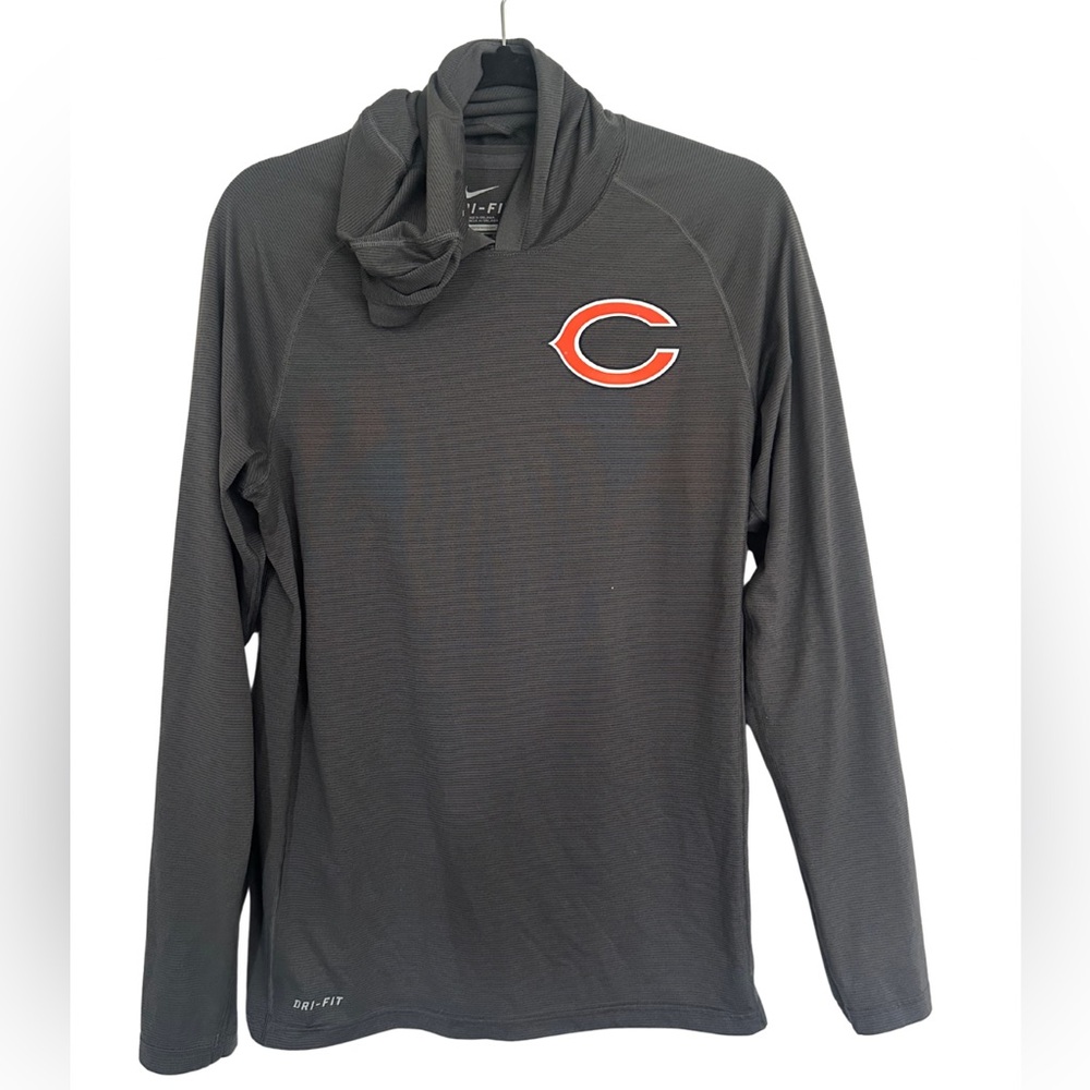 Nike Dri-Fit Chicago Bears Hooded Long Sleeve Shirt Men’s Small EUC